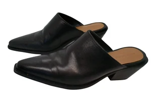 Banana Republic Shoes Black Mules Slip On Leather Pointed Toe Womens Size 7.5 - Picture 1 of 9