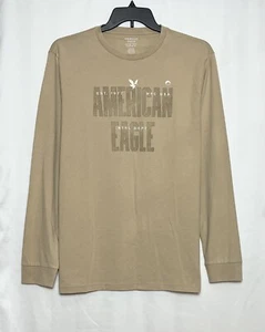 American Eagle Men’s Super Soft Long-Sleeve Logo graphic T-Shirt Brown Sz L Tall - Picture 1 of 2