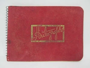 Red Suede Like Cover Pre WWII Era 1939 Early Century School Autograph Binder - Picture 1 of 12