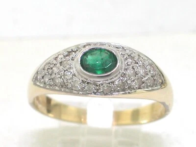 Smaragd Brillant Ring 585 Gelbgold 14Kt  24 Brillanten total 0,30ct - Bild 1 von 4