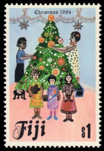 FIJI 522 - Christmas Drawings "Family and Tree" (pb94851)  - Picture 1 of 1