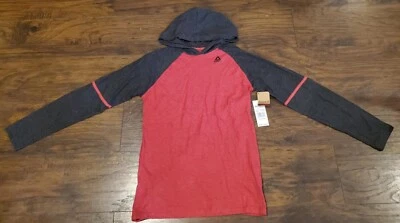 Reebok Shirt Youth Pullover Hooded Red/Charcoal Long Sleeve Hooded - L (14-16) - Image 1 of 4