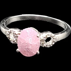 Wunderschöner 925 Sterling Silber Ring mit rosa und klaren CZ Zirkonia Größe 7 - Bild 1 von 4