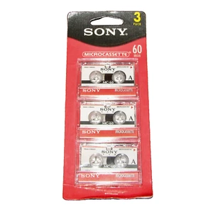 NEW Sony MC-60 Microcassette 60 Min. Micro Cassette Blank Tape 3-Pack / Sealed - Picture 1 of 2