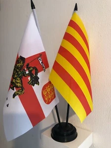 ST GEORGE CHARGER AND CATALONIA TABLE FLAG TWIN SET 9X6" 22.5cm x 15cm - Picture 1 of 1