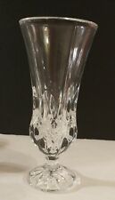 Leaded Cut Crystal Vase Clear Heavy Traditional Footed Pedestal 7.75 Inches Tall