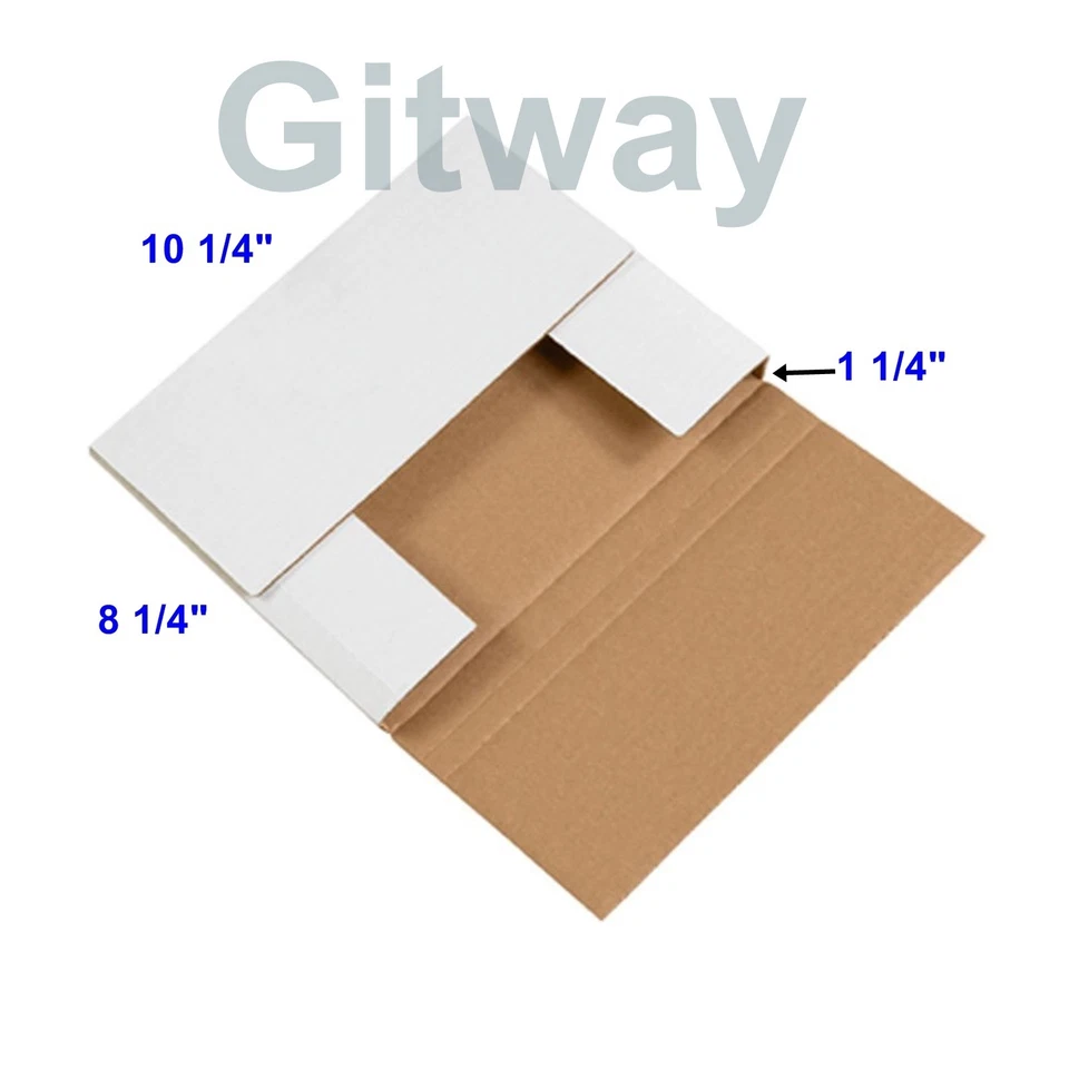 50- 10 1/4 x 8 1/4 x 1 1/4" Multi Depth Cardboard Book Mailer Shipping Box Boxes - Image 1 of 1