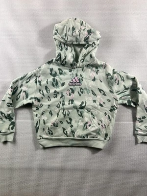 全新带标签 女孩 Adidas AOP 迷彩连帽衫 尺寸 M 10/12 绿色/白色/粉色 宽松 Fi — 第 1/4 张图片