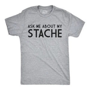 Ask Me About My Stache Divertida Camisa Bigote Camiseta Abatible Para Hombre - Imagen 1 de 9