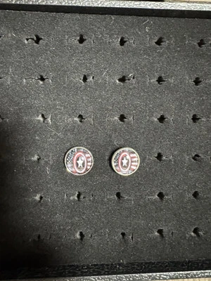 Custom Superhero & Sci-Fi Photo Glass Cufflinks - Captain America Shield - Image 1 of 4