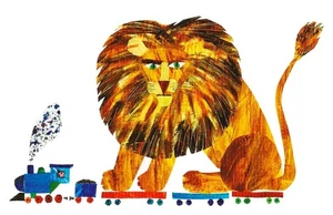 Postcard Eric Carle "Lion on Train" Illus fm '1, 2, 3 to the Zoo' (1968) MINT - Picture 1 of 1