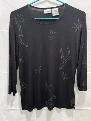 Top para mujer Liz Baker negro con estampado de jirafa🦒 dorado talla pequeña Foto 1 de 4