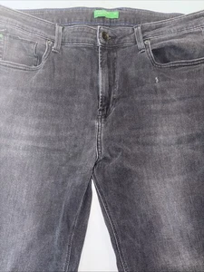 United Colors of Benetton Jeans Men's 38x30 Black Skinny Denim Cotton Zip Fly - Picture 1 of 8