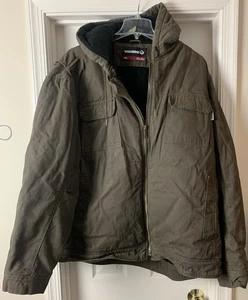 Men's Wolverine Brown Hooded Insulated Coat Jacket 4XL Big & Tall Workwear - Picture 1 of 13