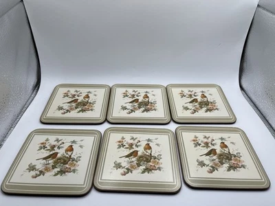 Pimpernel /English Life Robins and Roses Coaster Set with Cork Backing Set of 6 - Image 1 of 4