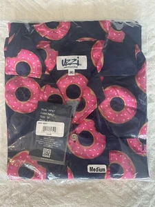 ALOHA by UZZI Men's Hawaiin Style Dri Fit Shirt-Medium-Navy w/Pink donuts-SOFT - Picture 1 of 8