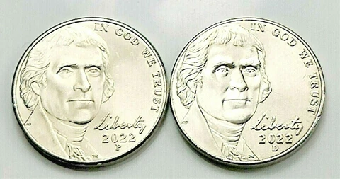 2022 P&D  Jefferson Nickel - BU Set Pulled From OBW Rolls Cover