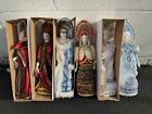 Lot Of 6 Traditional Russian Dolls Porcelain Head & Hands 9" Tall Made In Russia
