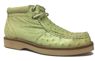 Mens Off White Ostrich Quill Western Shoe Sneakers Real Exotic Leather Size 7 - Image 1 of 4