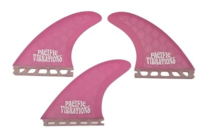 Pacific Vibrations Am Large SURFBOARD TRI 3 FIN fits Futures Honeycomb Fins Pink - Image 1 of 3