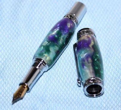 Handmade Majestic Fountain Pen - Iridium Point Nib - Multi Color Resin - Image 1 of 4