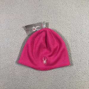 spider beanie womens M/L stretch pink snow winter sport logo - Picture 1 of 9