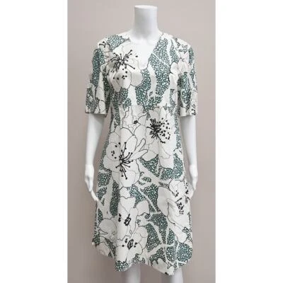 Marni | Vestido midi estampado floral blanco y verde | Talla 40 / Aprox. Talla US 4 Foto 1 de 4