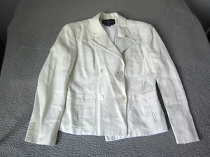 Ralph Lauren Jacket Womens Size 8 White 100% Linen Blazer Coat Made in USA - Picture 1 of 15