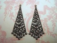 29413         2 Pc  Brass Oxidized Small Victorian Bow NR Jewelry Finding 