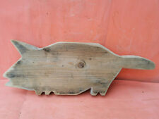 OLD ANTIQUE PRIMITIVE WOODEN WOOD RARE BREAD CUTTING BOARD SHAPE PIG Early 20th