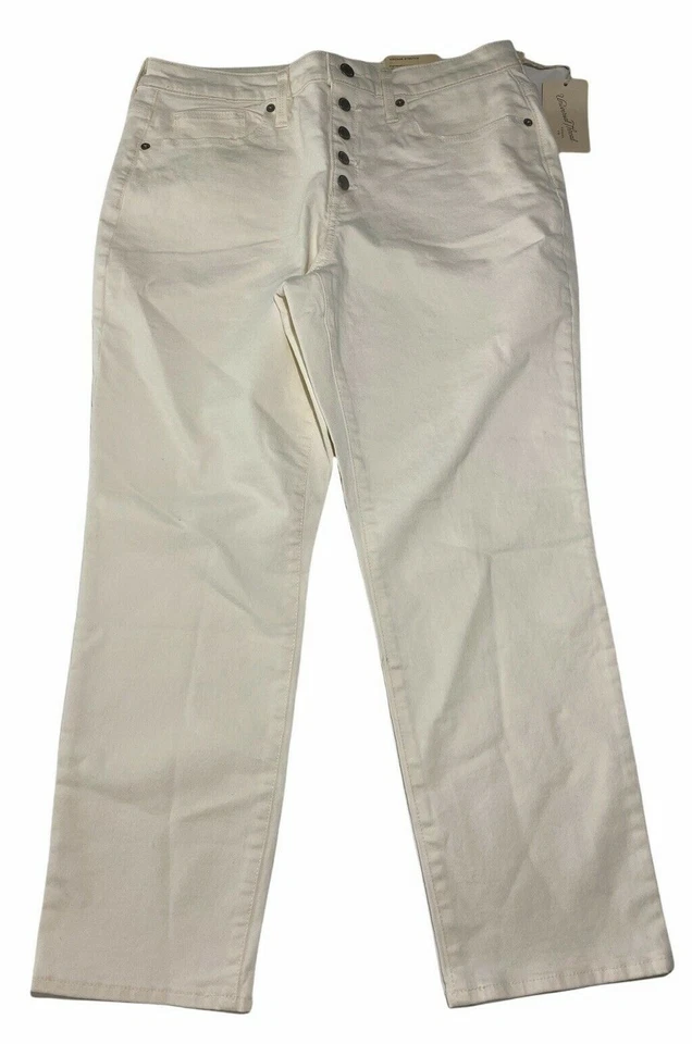 Universal Thread High Rise Straight Crop Jeans Size 12 Button Fly Cream