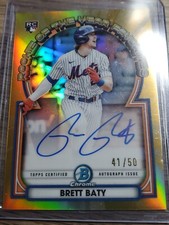 BRETT BATY 2023 BOWMAN CHROME RC ROOKIE OF THE YEAR GOLD REFRACTOR AUTO /50