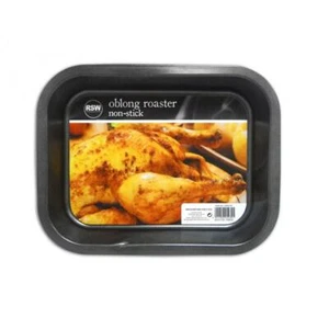 Non-Stick Oblong Roasting Tray Roaster Tin Vegetables Turkey Carbon Steel 25cm - Picture 1 of 2