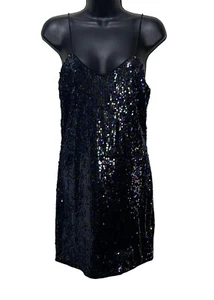 Lulus Light Me Up Multi-Color Sequin Strappy Body Con V-Neck Mini Dress Size M - Picture 1 of 7