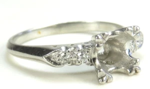 Antique Art Deco Mounting Setting Platinum Hold 5.5MM-6MM Ring Size 6 UK-L1/2 - Picture 1 of 16