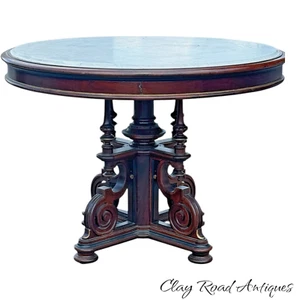 antique rosewood victorian round marble top center parlor table 41 Renaissance - Picture 1 of 24