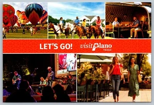 Lets Go Visit Plano Texas TX Souvenir Multivista Banner Rojo 4X6 Postal L3 - Imagen 1 de 2