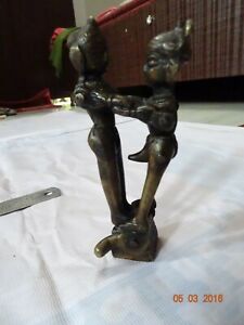 Rare Miniature Art Solid Bronze-Brass Metal Whimsical Erotica Nude Statue #01
