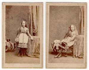 Lulu Sweet, Child Actress, photos by Brady's National Galleries, 1860 - 2 CDVs - Picture 1 of 2