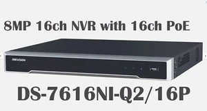 Hikvision 8MP 16CH NVR con 16CH POE H.265+ 4K HDMI 2 SATA DS-7616NI-Q2/16P - Foto 1 di 3