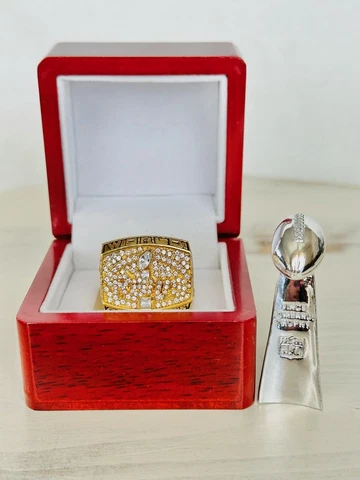 1999 St Louis Rams Championship Ring W Box + Trophy, Warner, US SHIP Cover