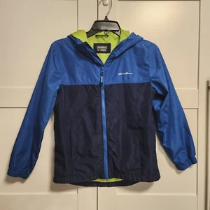 Eddie Bauer Blue & Green Rain Jacket Unisex Kids Size Medium 10/12 - Picture 1 of 12