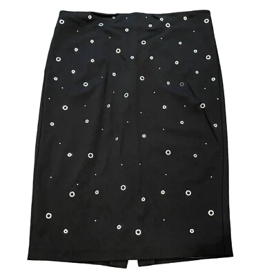 Falda lápiz Carmen Marc Valvo para mujer talla 8 negra elástica hasta la rodilla Foto 1 de 4