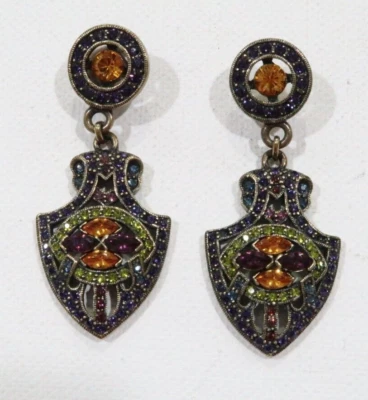 Pendientes colgantes Heidi Daus China coloridos diamantes de imitación púrpura, naranja, cristales rojos Foto 1 de 4
