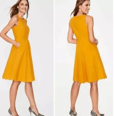Boden Womens Yellow Ochre Judith Poplin Sleeveless Fit & Flare Dress size 4 - Image 1 of 4