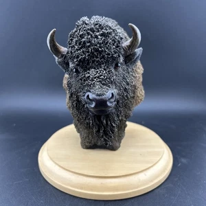 Bison Figure Head on Wood Hand Painted Composite - Picture 1 of 7