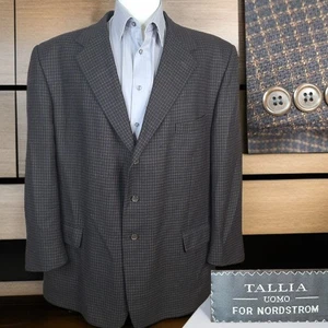 Tallia Sport Coat Blazer Mens 52R Brown Check 3 Button VL Wool - Picture 1 of 9