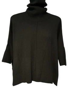 LOFT Women's Black Turtleneck Poncho Sweater Size XS Dolman Sleeve Oversized - Picture 1 of 6
