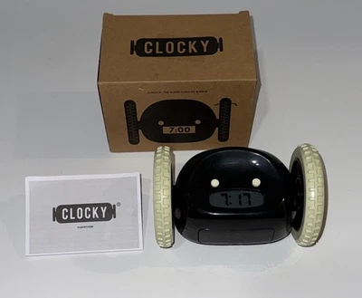 NEW Black Clocky Alarm Clock on Wheels Run Away Alarm Clock - Image 1 of 4