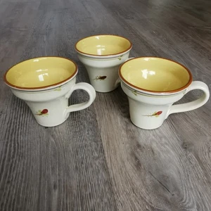 Vietri Fiori di Bosco 3 Kaffeetassen Teetasse Elfenbein Gelb Italy - Bild 1 von 13